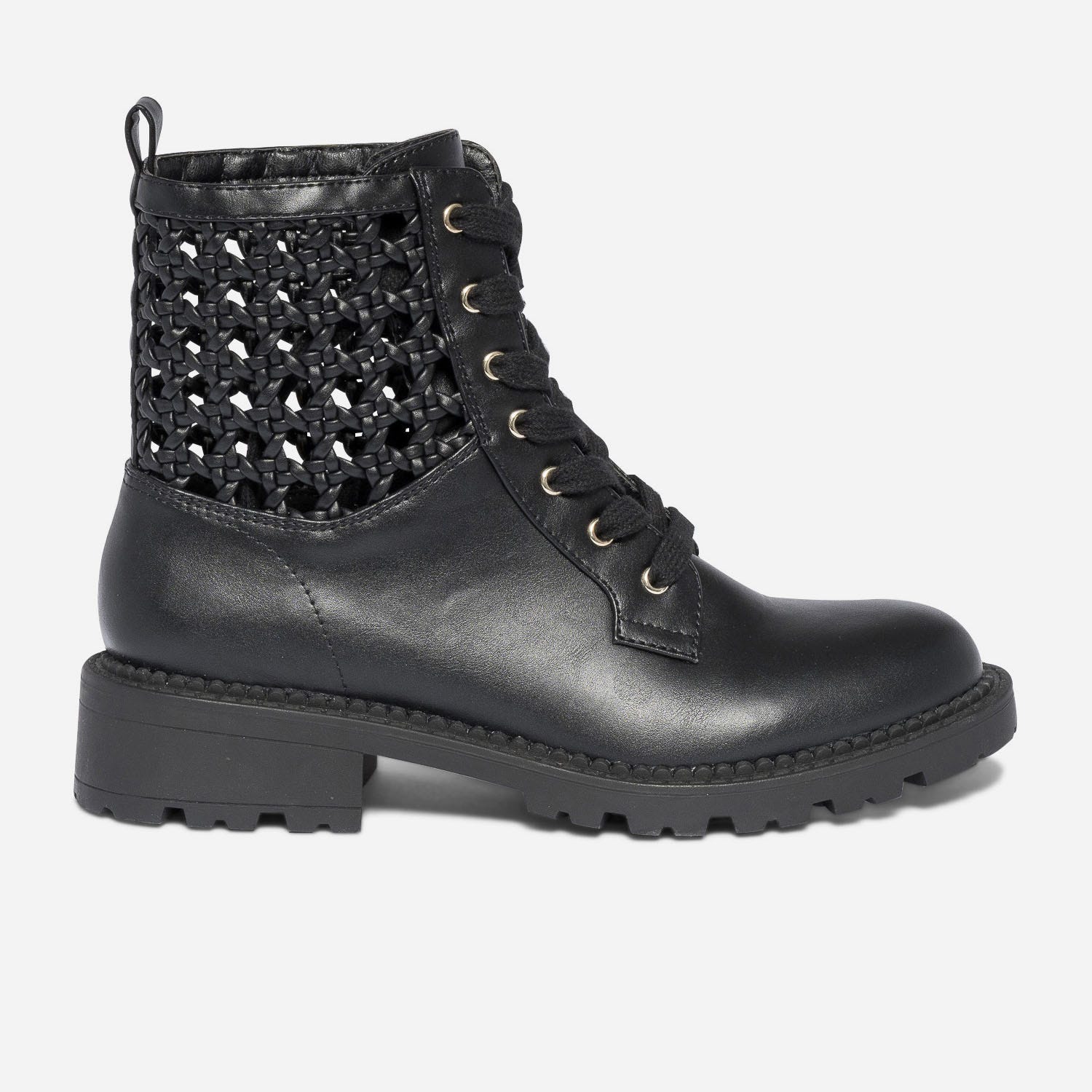 Boots à lacet TEXTO noir détail cannage