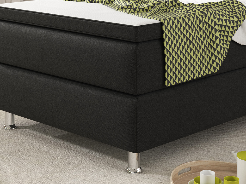 IHG Boxspringbett Köln 90x200 Webstoff Schwarz