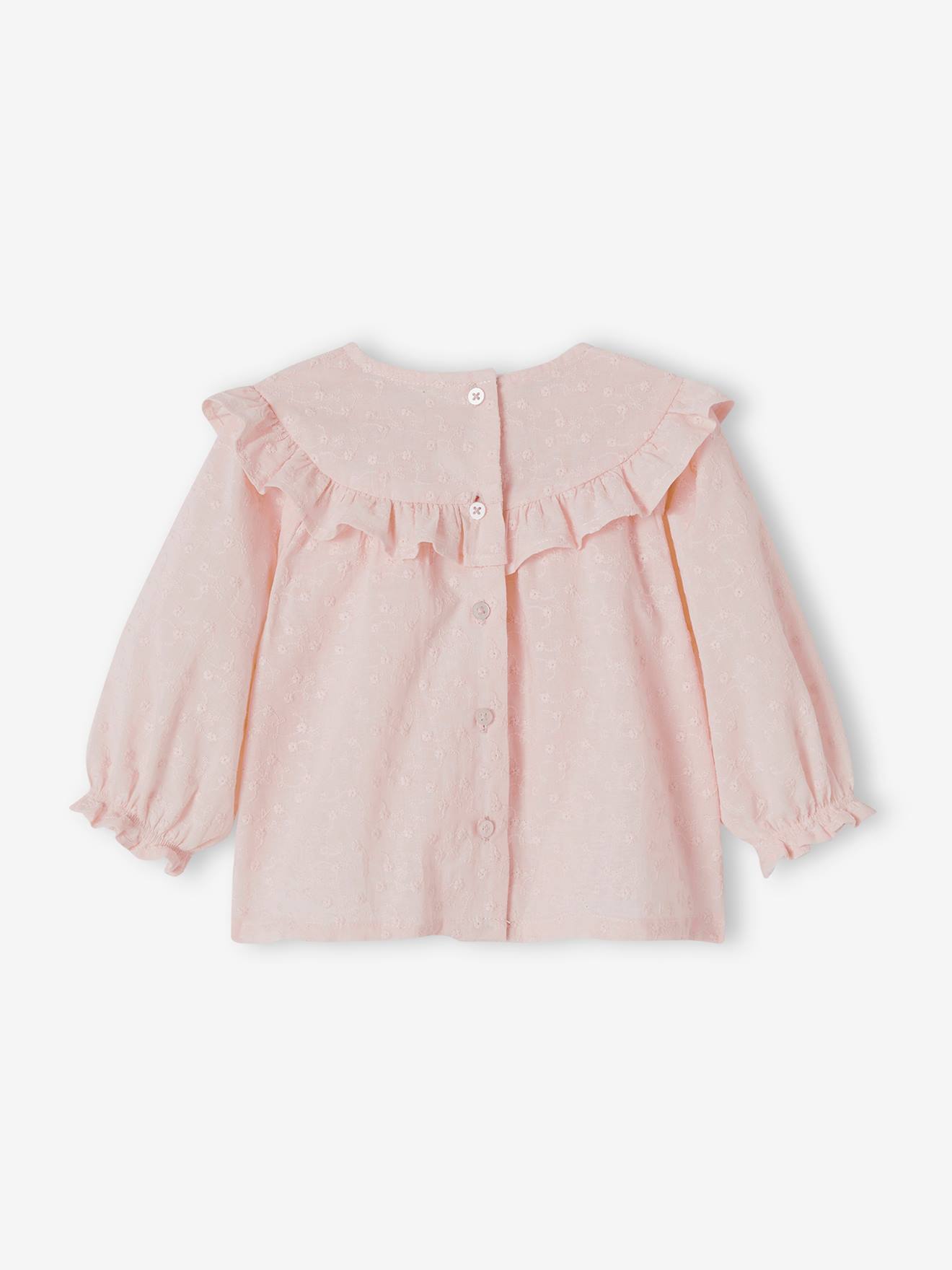 Blouse brodée bébé à volant écru