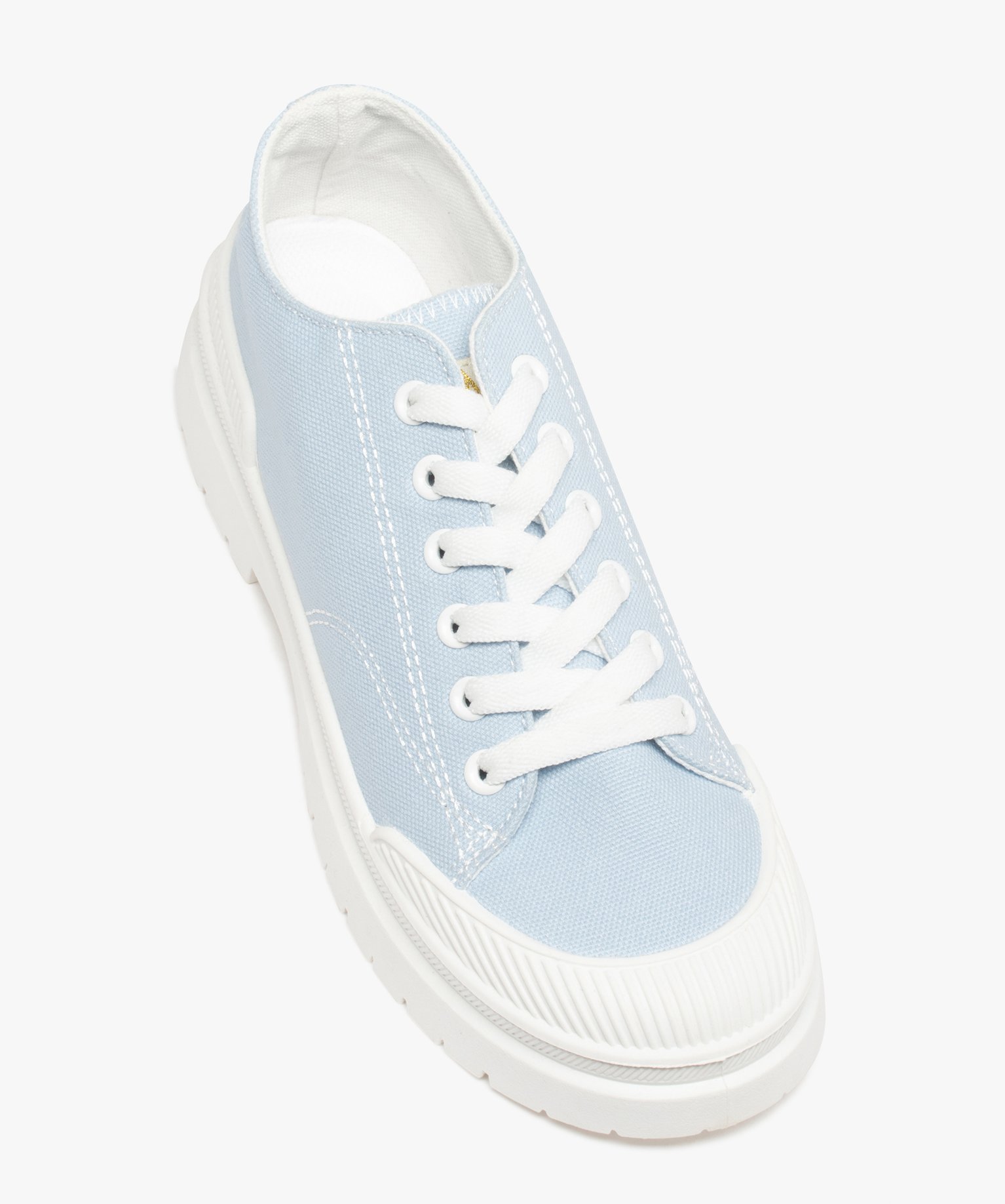 Baskets femme crantées en toile unie – Banana Moon bleu | GEMO