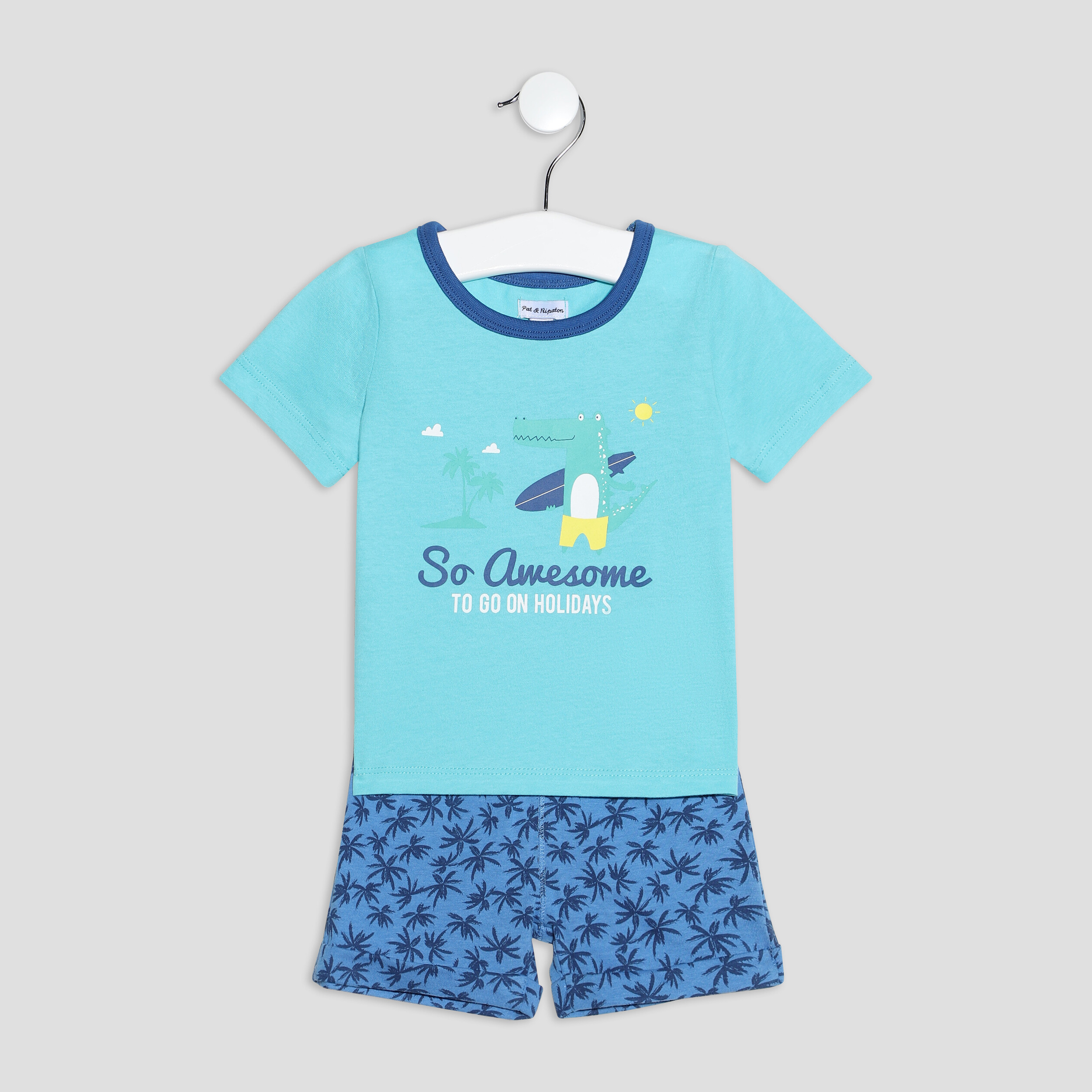 Ensemble 2 pièces bleu turquoise bébé garçon | La Halle