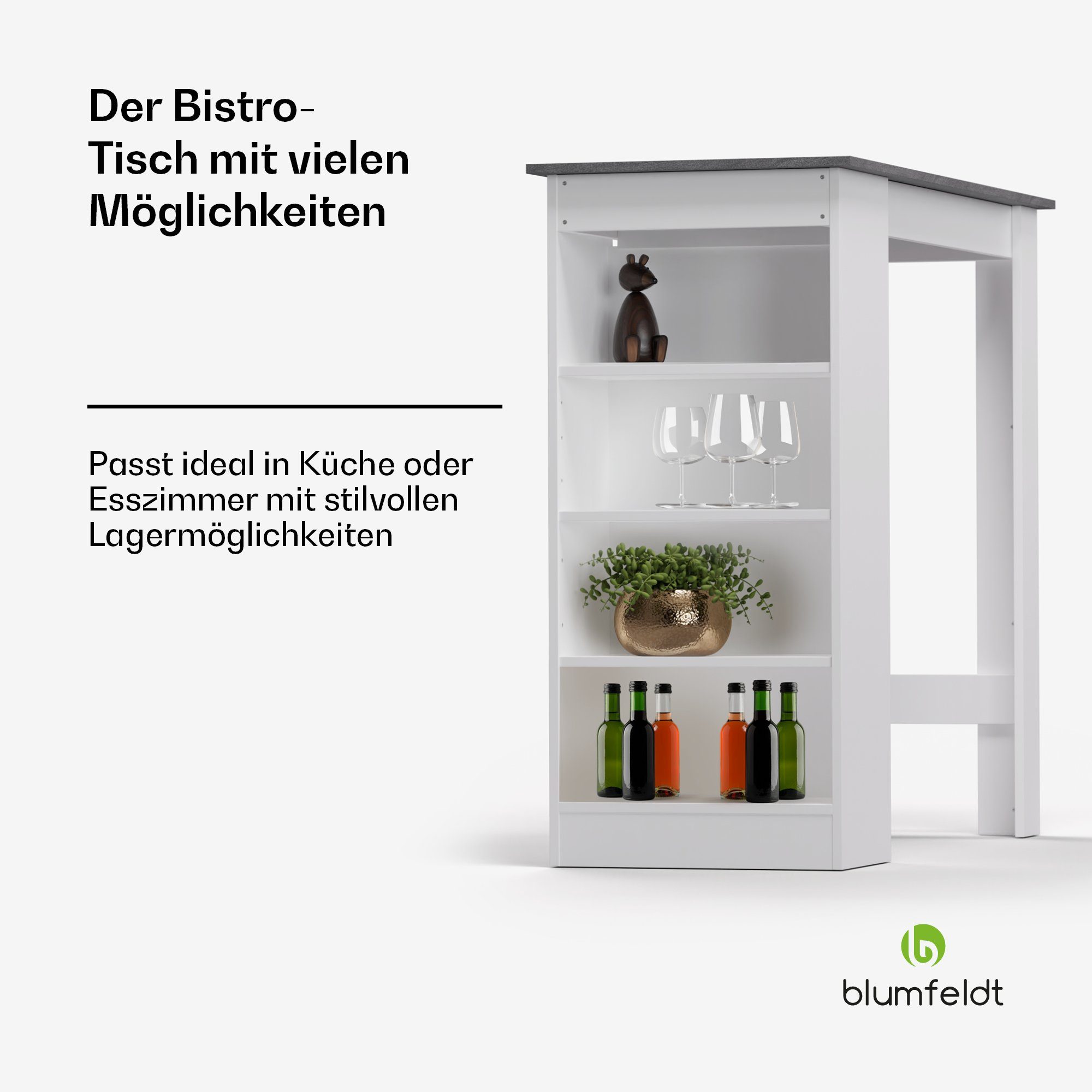 blumfeldt Bartisch Erskine Bartisch (Packung, 1 Tisch), Tresentisch Hausbar höhenverstellbare Regale