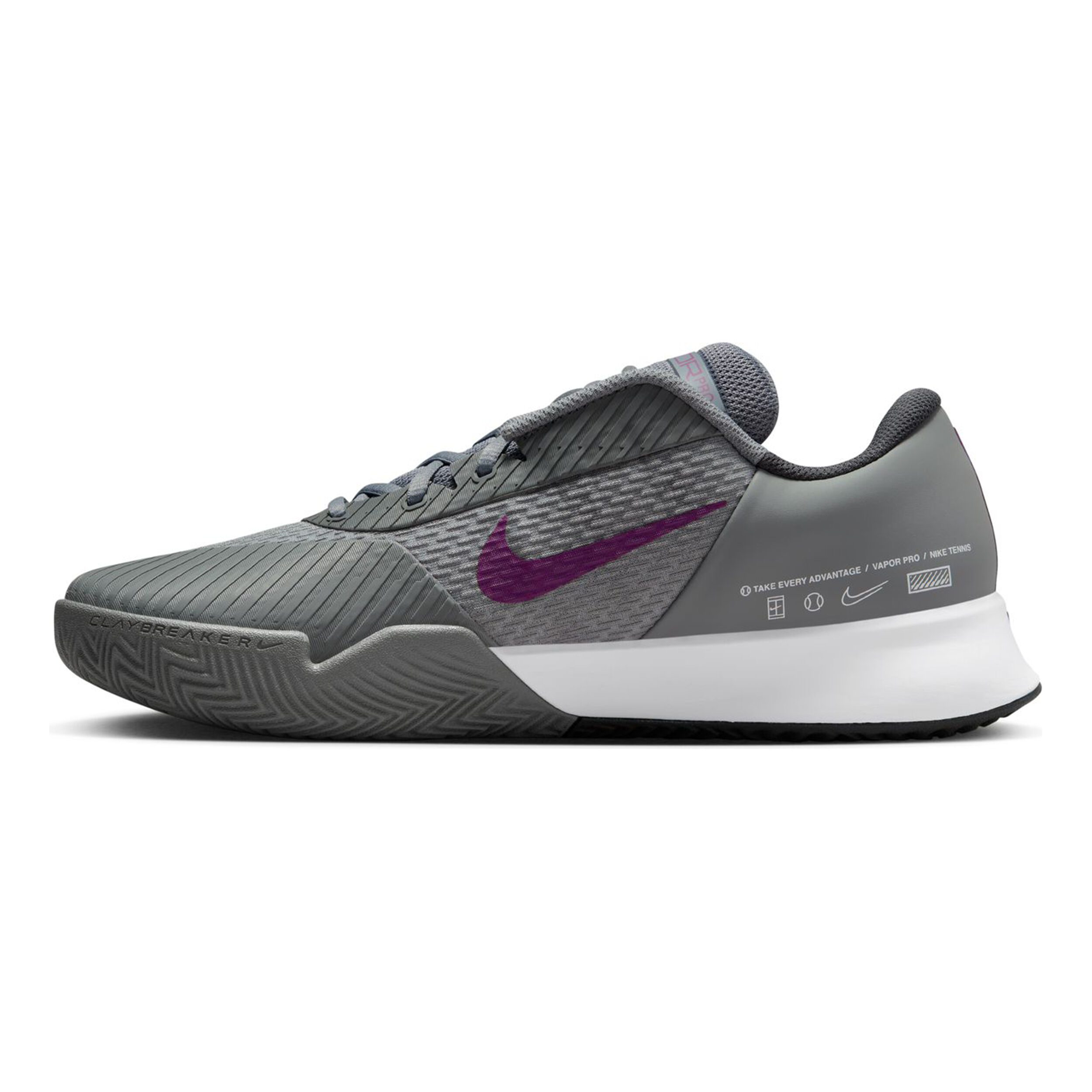 Air Zoom Vapor Pro 2 Sandplatzschuh Herren - Grau, Berry