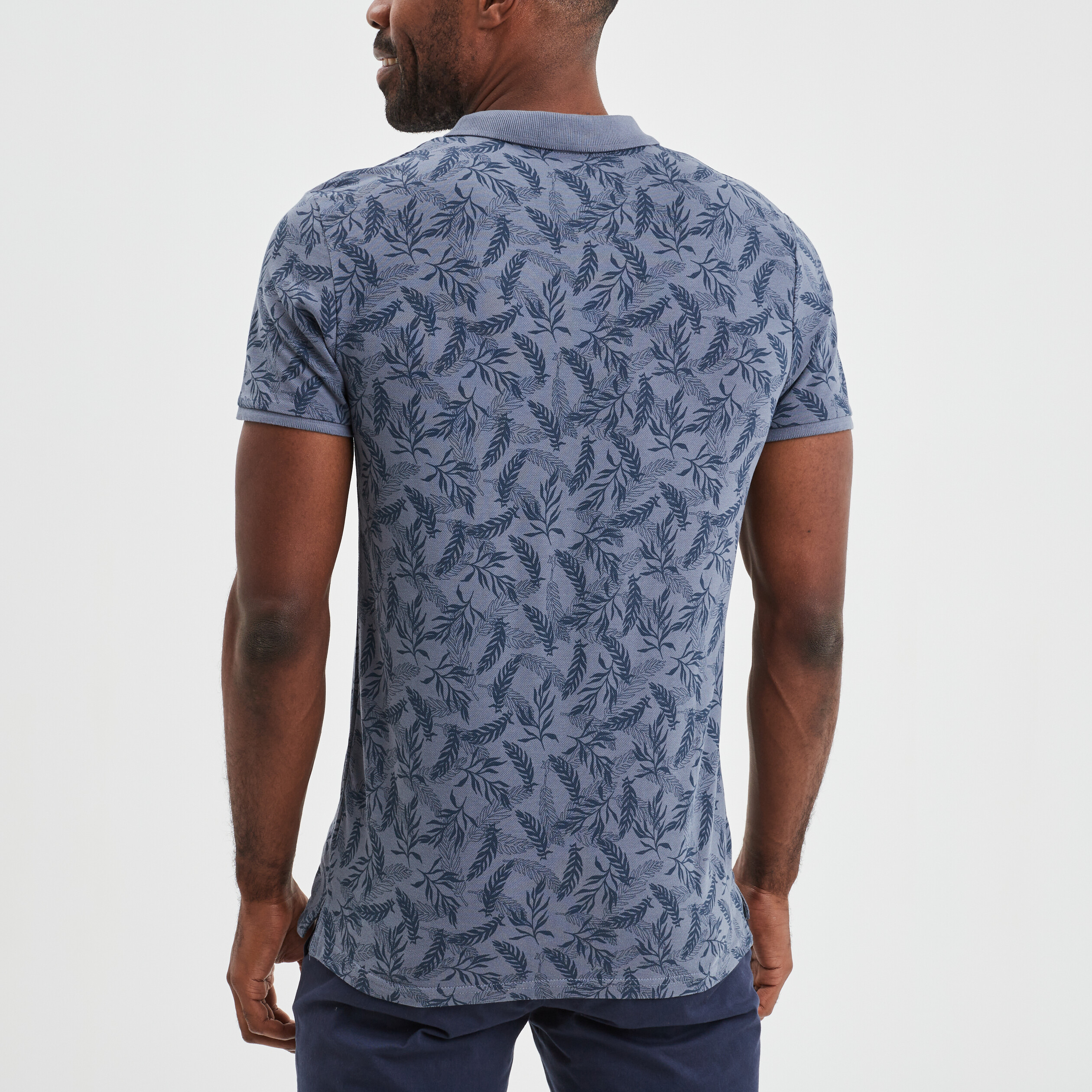 Polo droit manches courtes coton bleu gris homme | La Halle