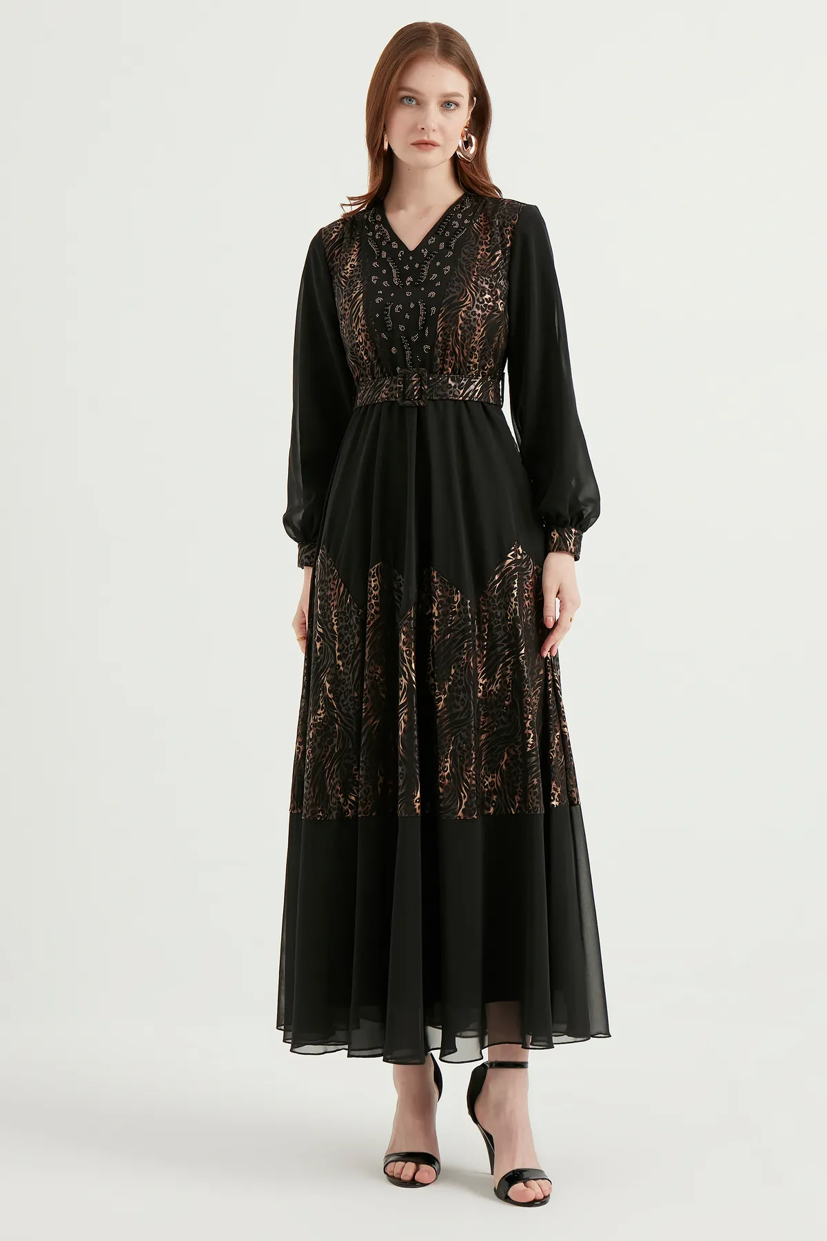 Herita  Chiffonkleid mit Gürtel