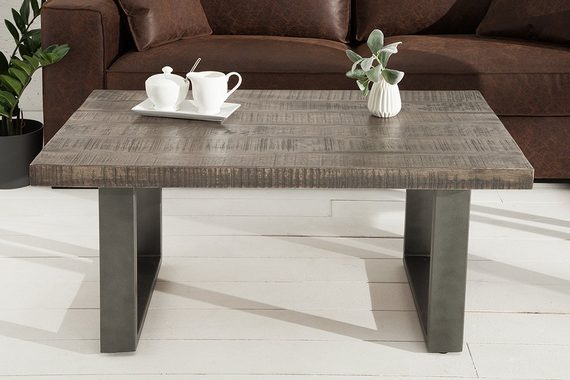 riess-ambiente Couchtisch IRON CRAFT 100cm grau, Wohnzimmer · Massivholz · Metall · eckig · Industrial Design