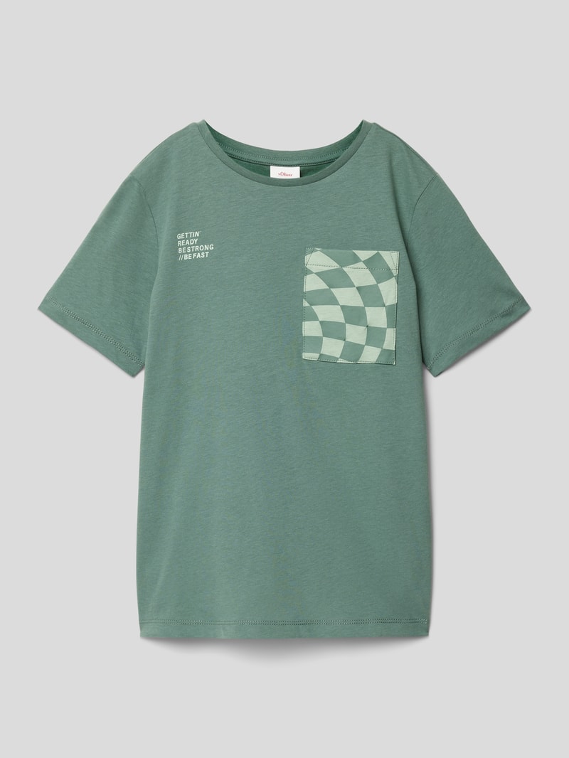 T-Shirt aus Baumwolle mit Statement-Print in olivgrün