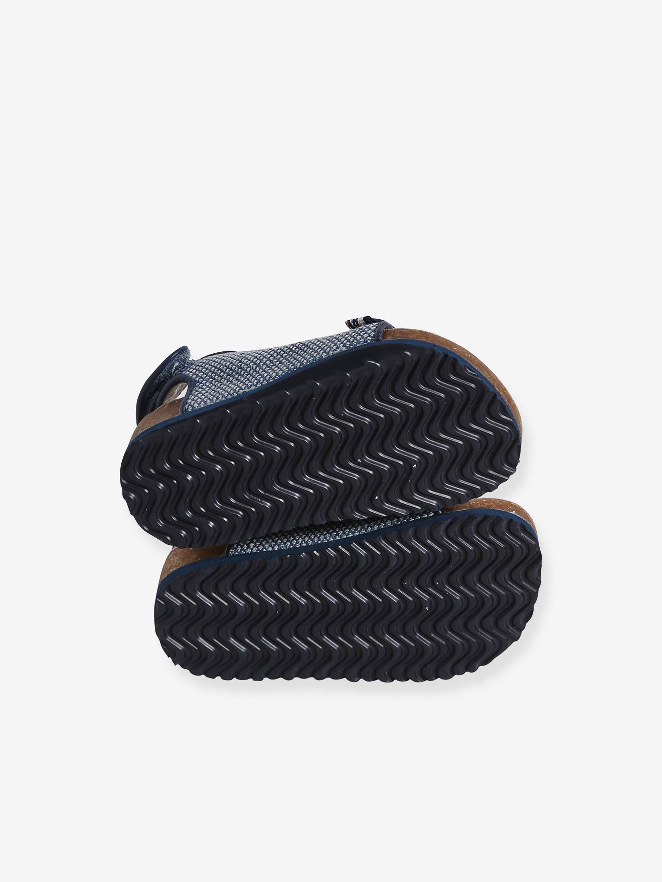 Vertbaudet Baby Klett-Sandalen mit Muster - blau bedruckt