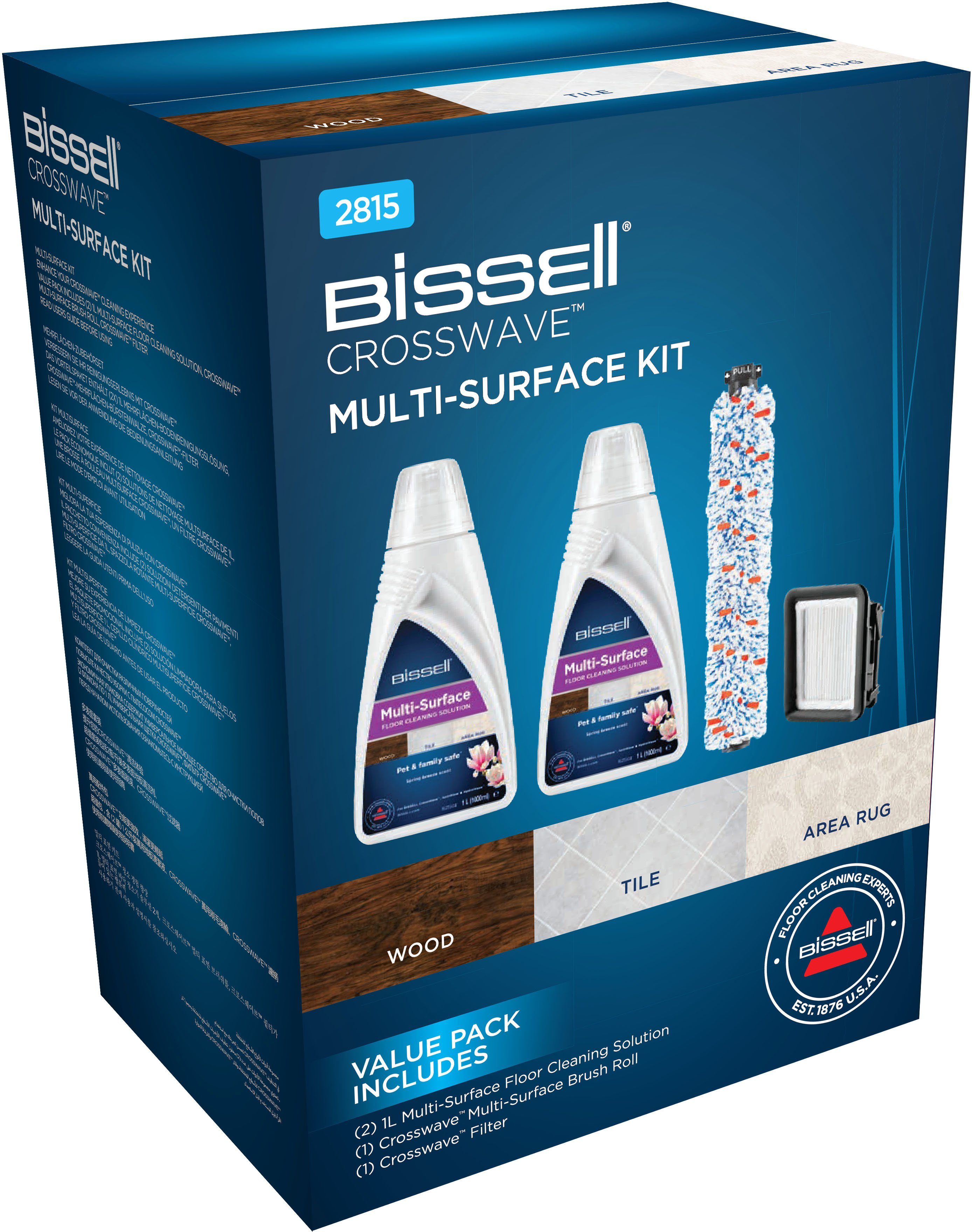 Bissell Multi Surface Clean Set Pflegeset (Set, [- 2x 1 Liter Reiniger, 1x Bürste, 1x Filter)