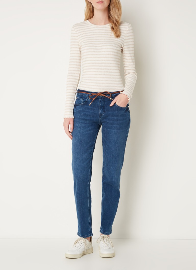 Rosner Masha mid waist slim fit cropped jeans with bow waist