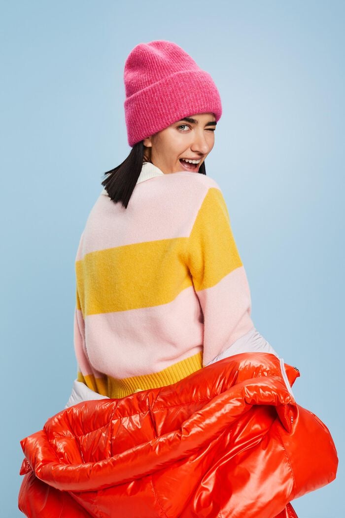 Kaschmirpullover mit Rugbystreifen und Polokragen