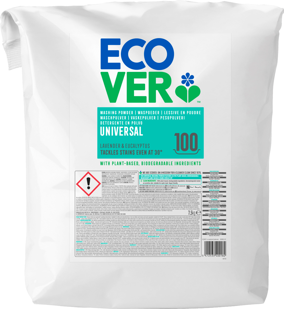 Vollwaschmittel Pulver Lavendel & Eukalyptus, 100 Wl