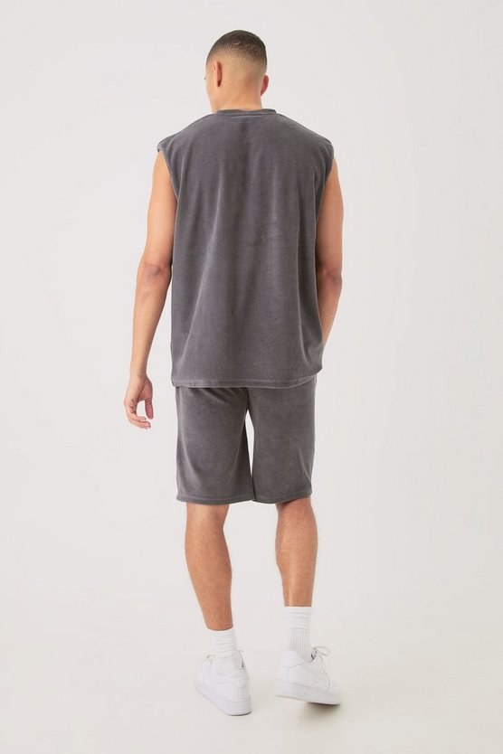 Man Velour Oversize Tanktop & Shorts Set