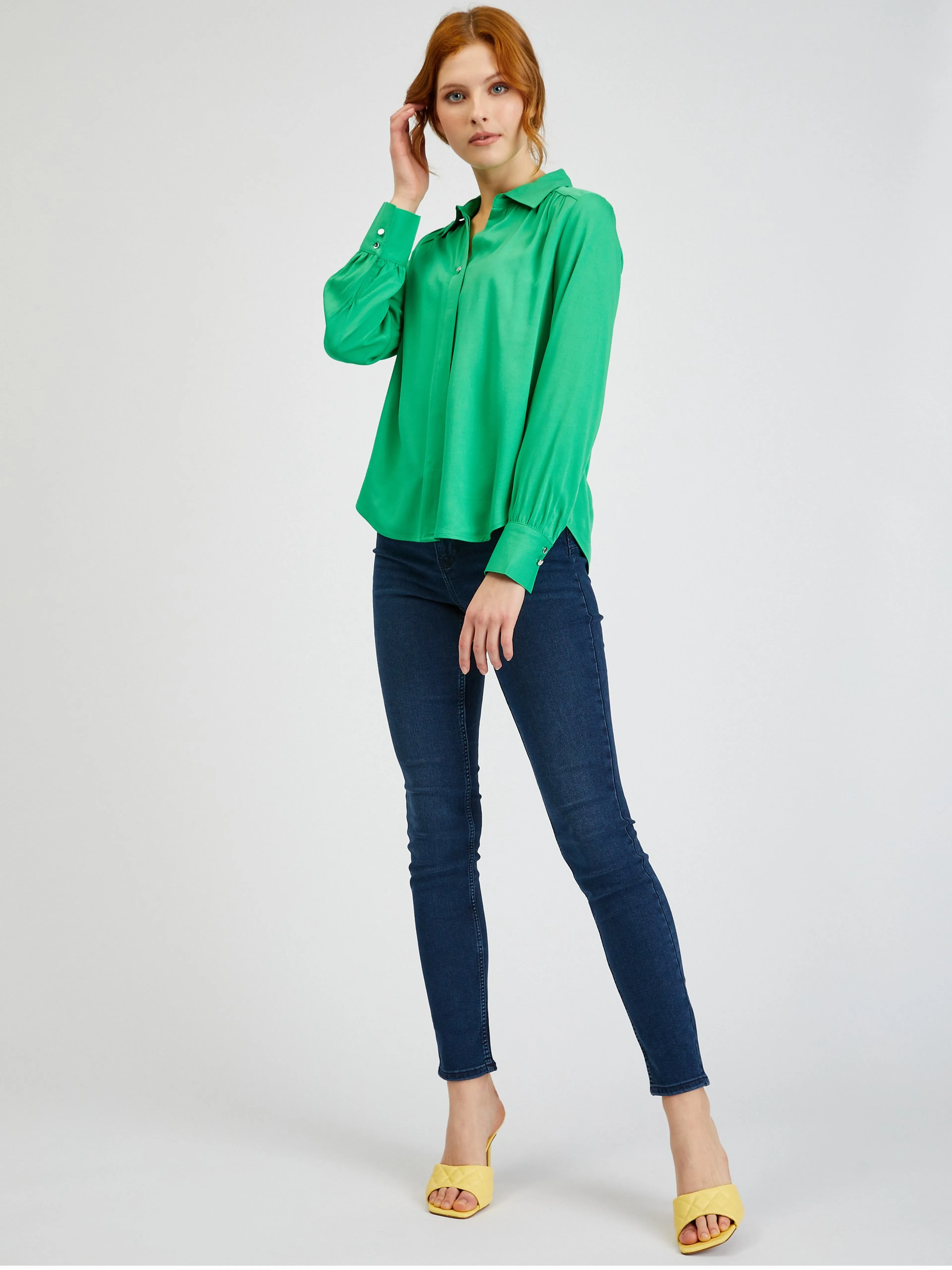 Grüne Damen-Satinbluse ORSAY