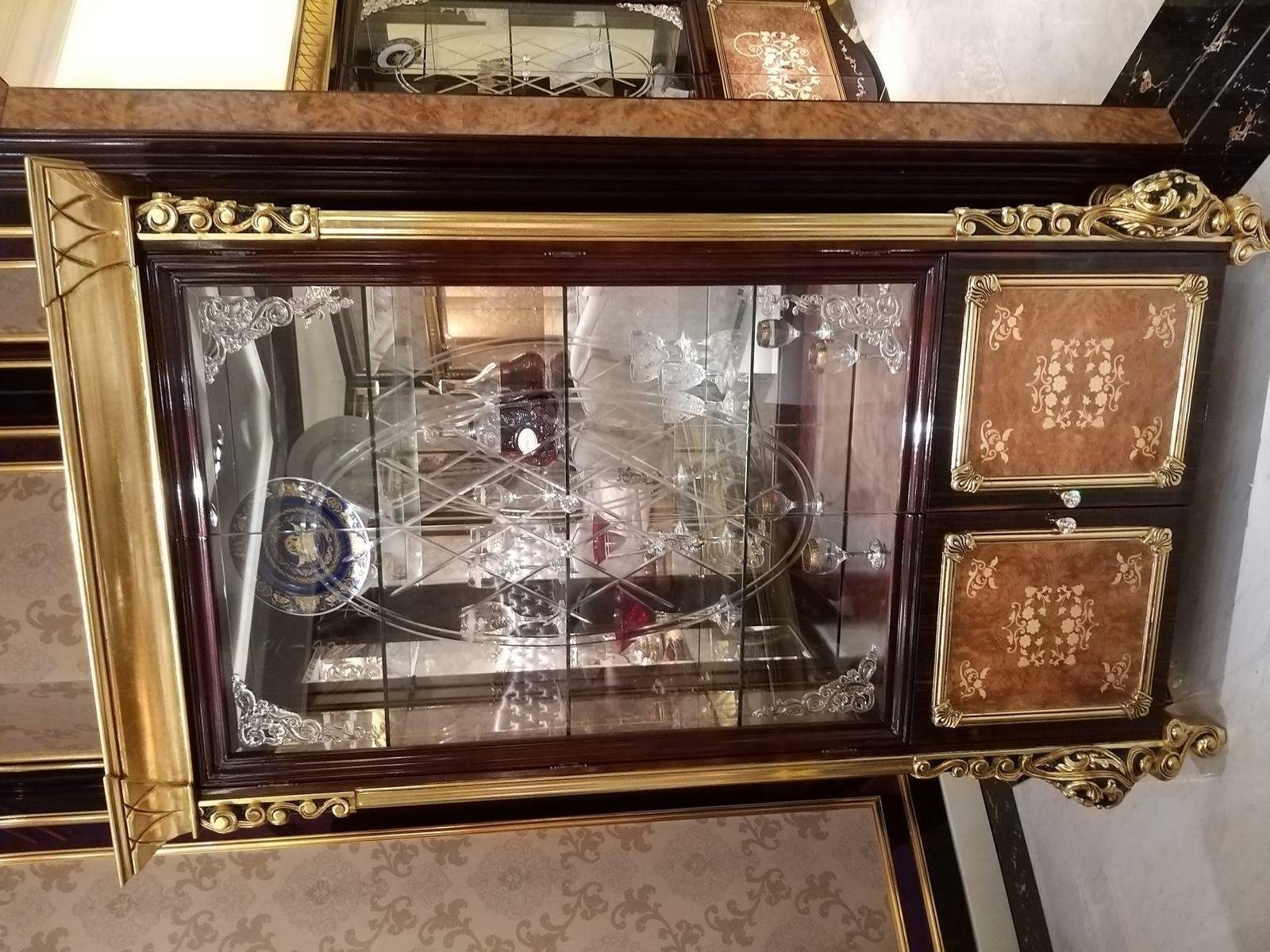 JVmoebel Esszimmer-Set, Esszimmer Set Garnitur Vitrine Tisch 6x Stuhl Kommode Spiegel