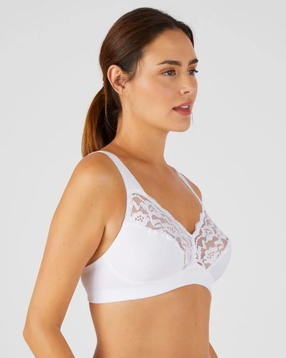 Soutien-gorge grand maintien, coton et dentelle