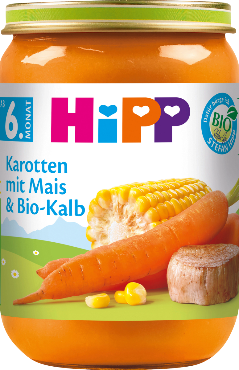 Menü Karotten mit Mais & Bio-Kalb ab dem 6. Monat, 190 g