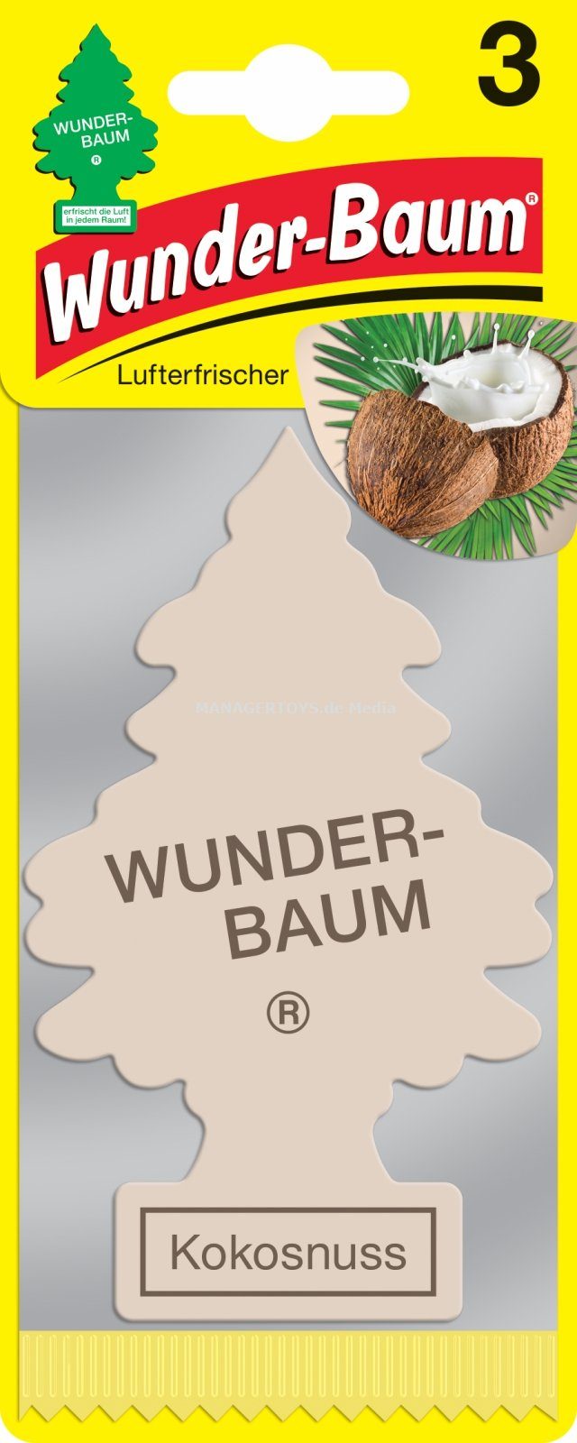 Wunder-Baum Luftreiniger Kokos 3er Duftbäumchen Wunderbaum 3 Set Lufterfrischer Kokosnuss
