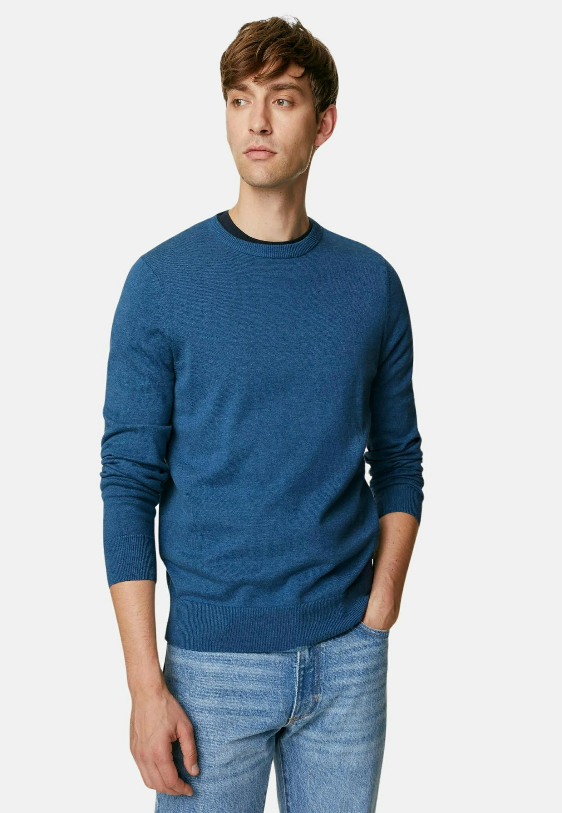 Jersey de cuello redondo de algodón puro de Marks & Spencer