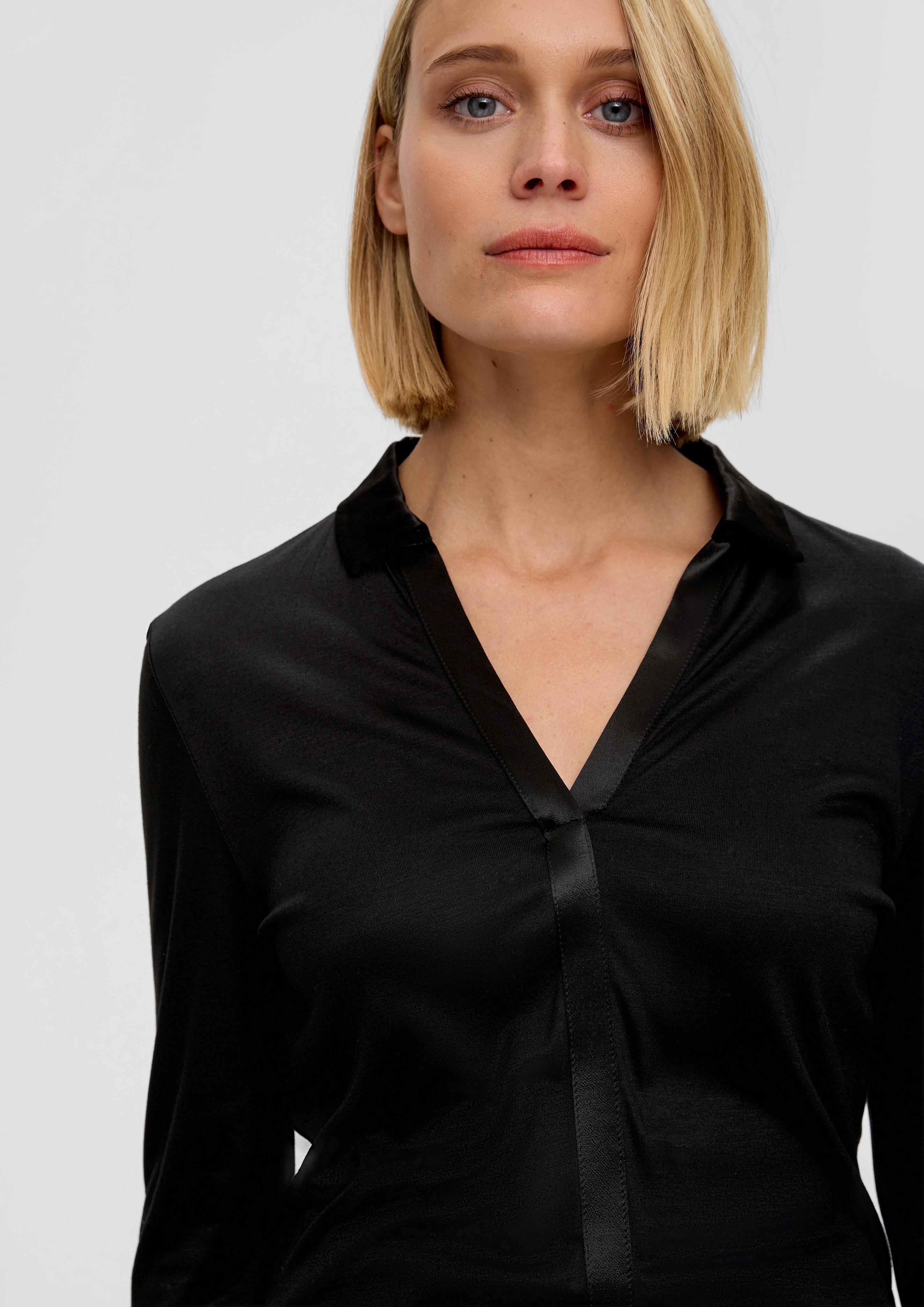 Viskoseshirt mit Satindetails  2135712-9999