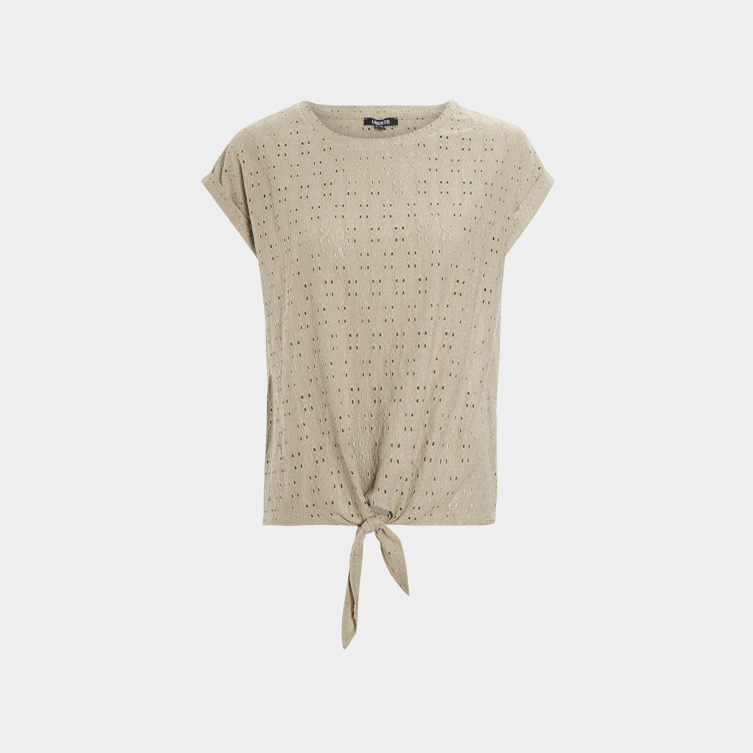 T-shirt manches courtes avec noeud vert kaki femme | La Halle