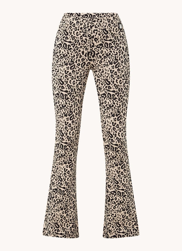 HUGO BOSS Nalentine high-waist flared trousers with leopard print