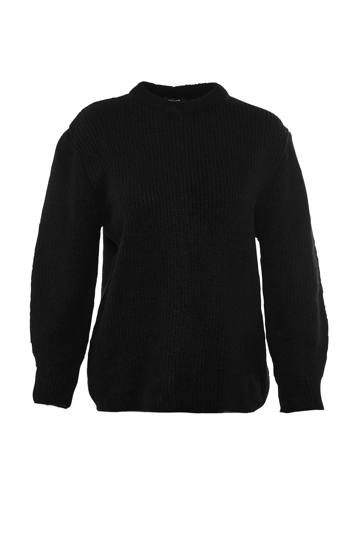 Trendyol Collection  Schwarzer, weich strukturierter Basic-Strickpullover mit weiter Passform TWOAW20FV0142