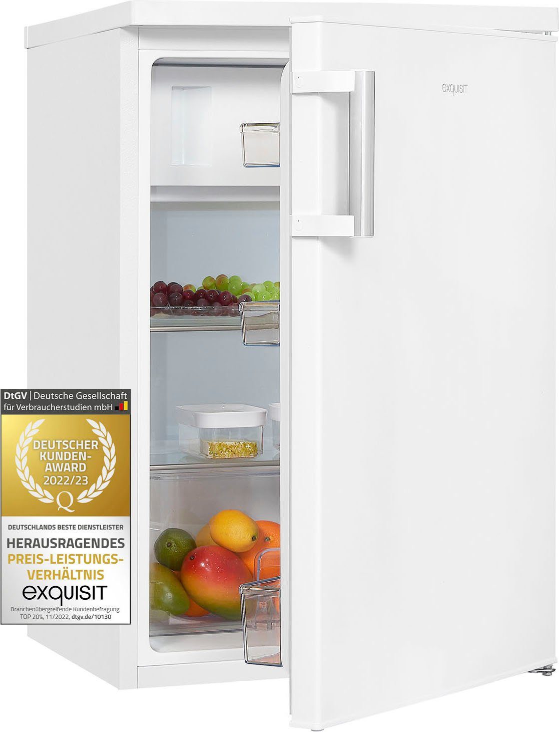 exquisit Kühlschrank KS16-4-H-010D weiss, 85 cm hoch, 56 cm breit