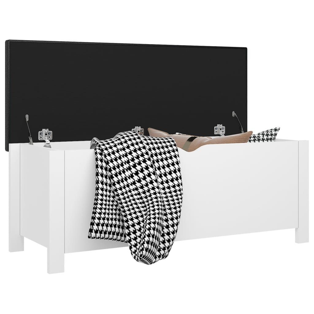 vidaXL Aufbewahrungsbox Sitzbank mit Stauraum und Kissen Weiß 105x40x45cm Holzwerkstoff (1 St)