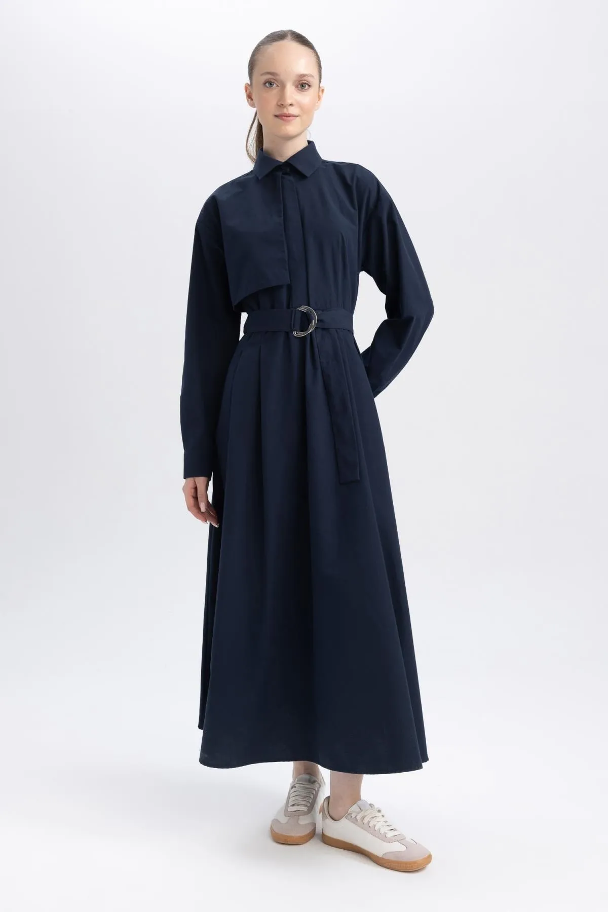 DeFacto  Relax Fit Hemdkragen-Popeline-Langarmkleid