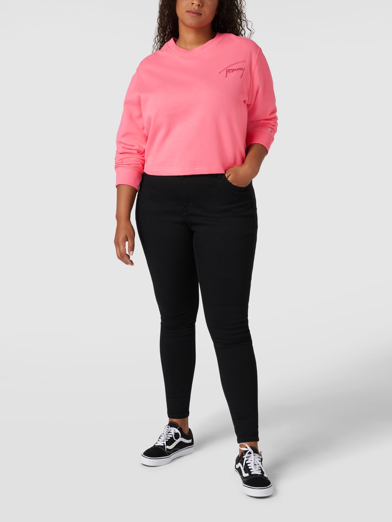 PLUS SIZE Sweatshirt mit Label-Stitching Modell 'TOMMY SIGNATURE' in pink