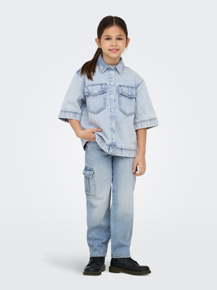 KIDS ONLY Cargo-Jeans KOGHARMONY WIDE CARGO CARROT in light blue denim günstig kaufen