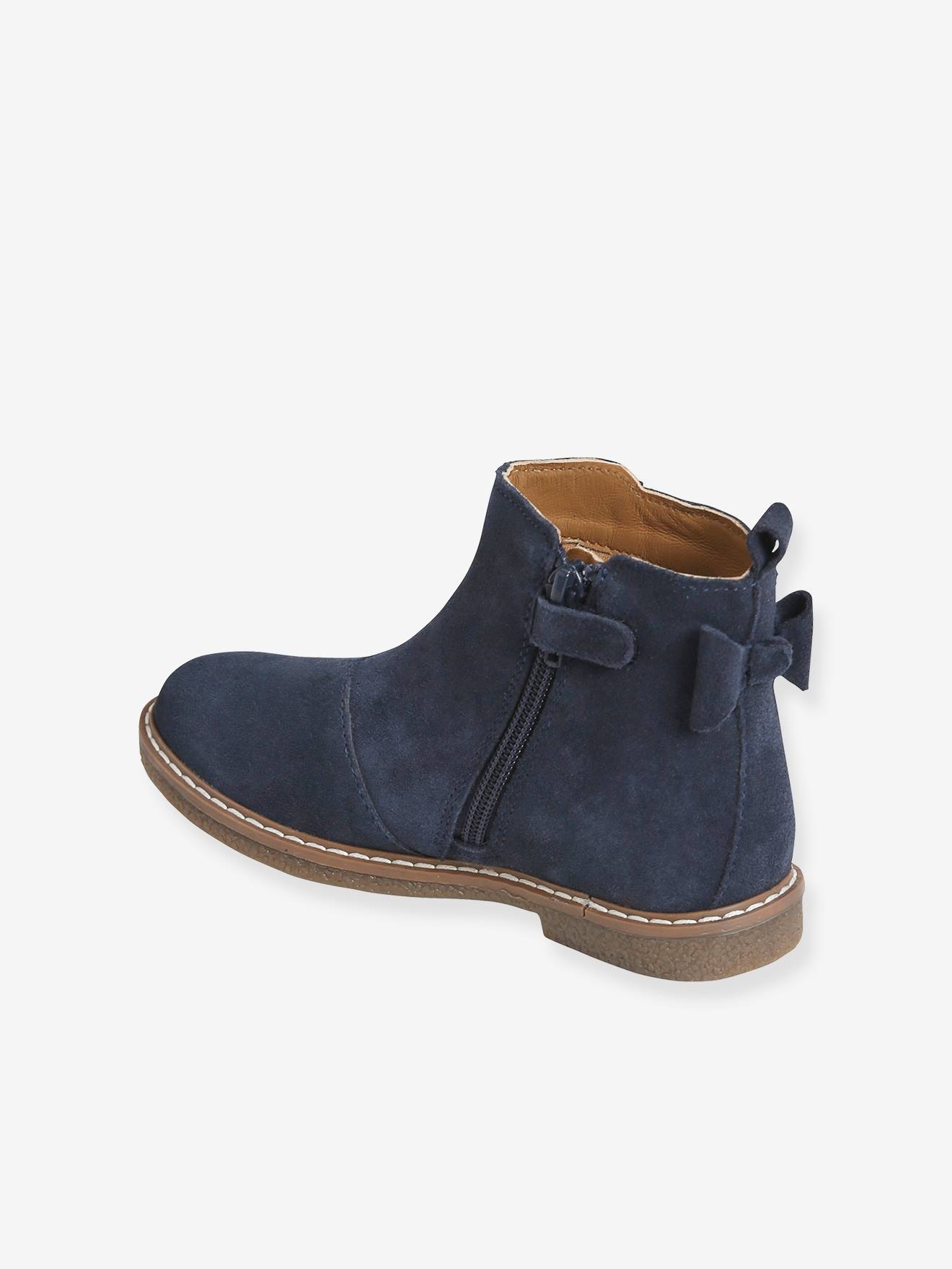 Boots cuir à noeud fille camel