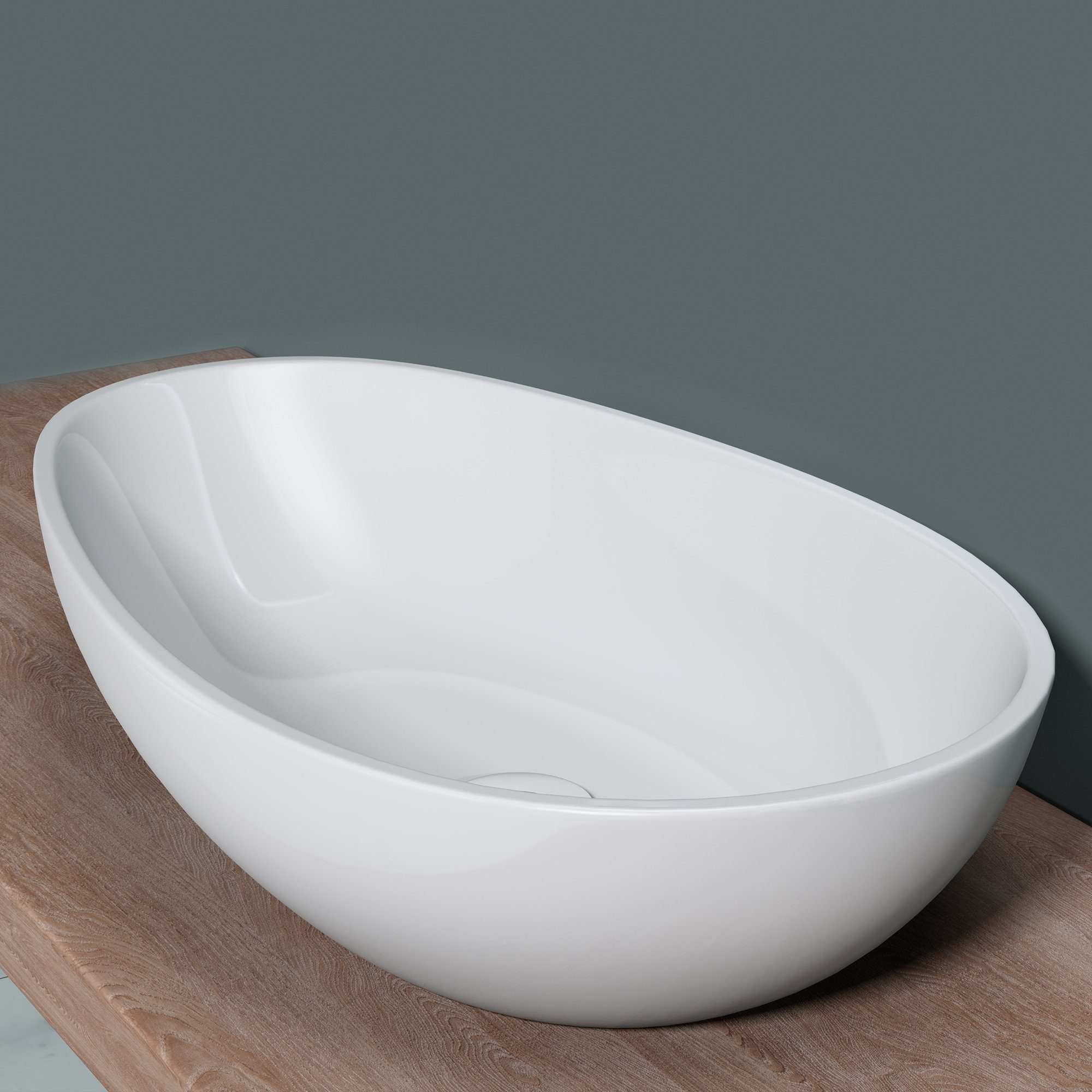 doporro Aufsatzwaschbecken doporro Aufsatzwaschbecken oval Colossum809 Mineralguss Waschbecken ohne Armaturloch