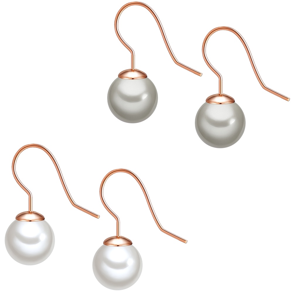 Rafaela Donata Boucles d'oreille en argent Perles organiques Perles organiques en Blanc/gris Boucles d'oreilles