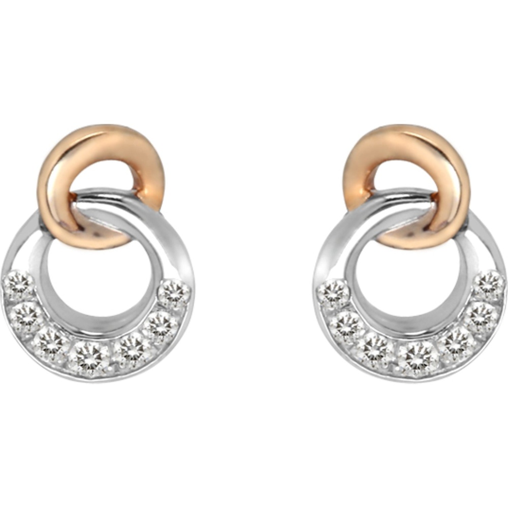 Valeria Boucles d'oreilles à fermoir à poussette 375 Or jaune, 375 Or blanc Boucles d'oreilles