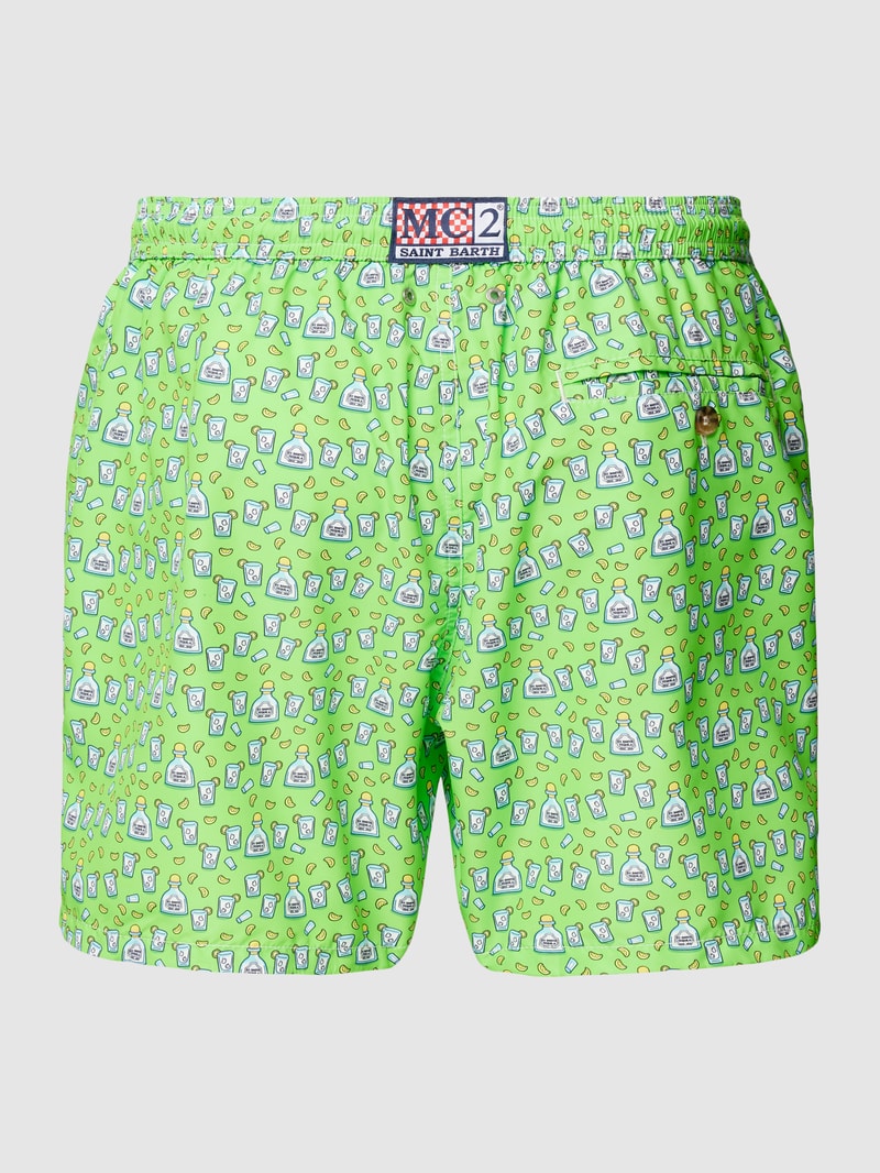 Badehose mit Allover-Muster Modell 'MICRO FANTASY' in grün