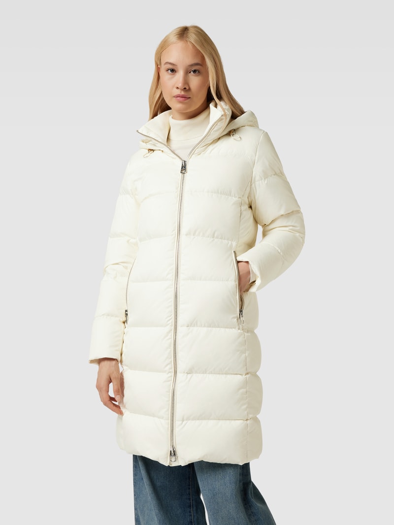 Daunenmantel mit Kapuze mit Tunnelzug in offwhite