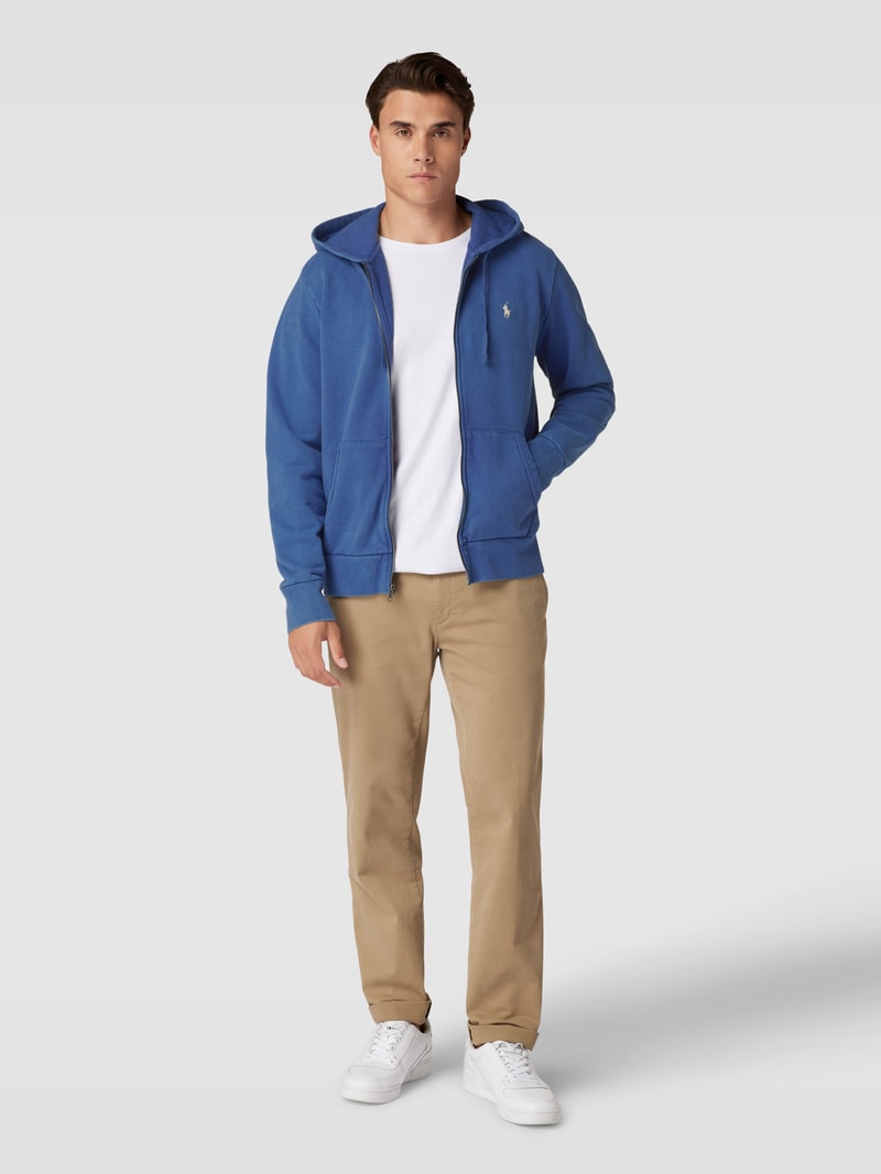 Sweatjacke mit Label-Stitching in marineblau