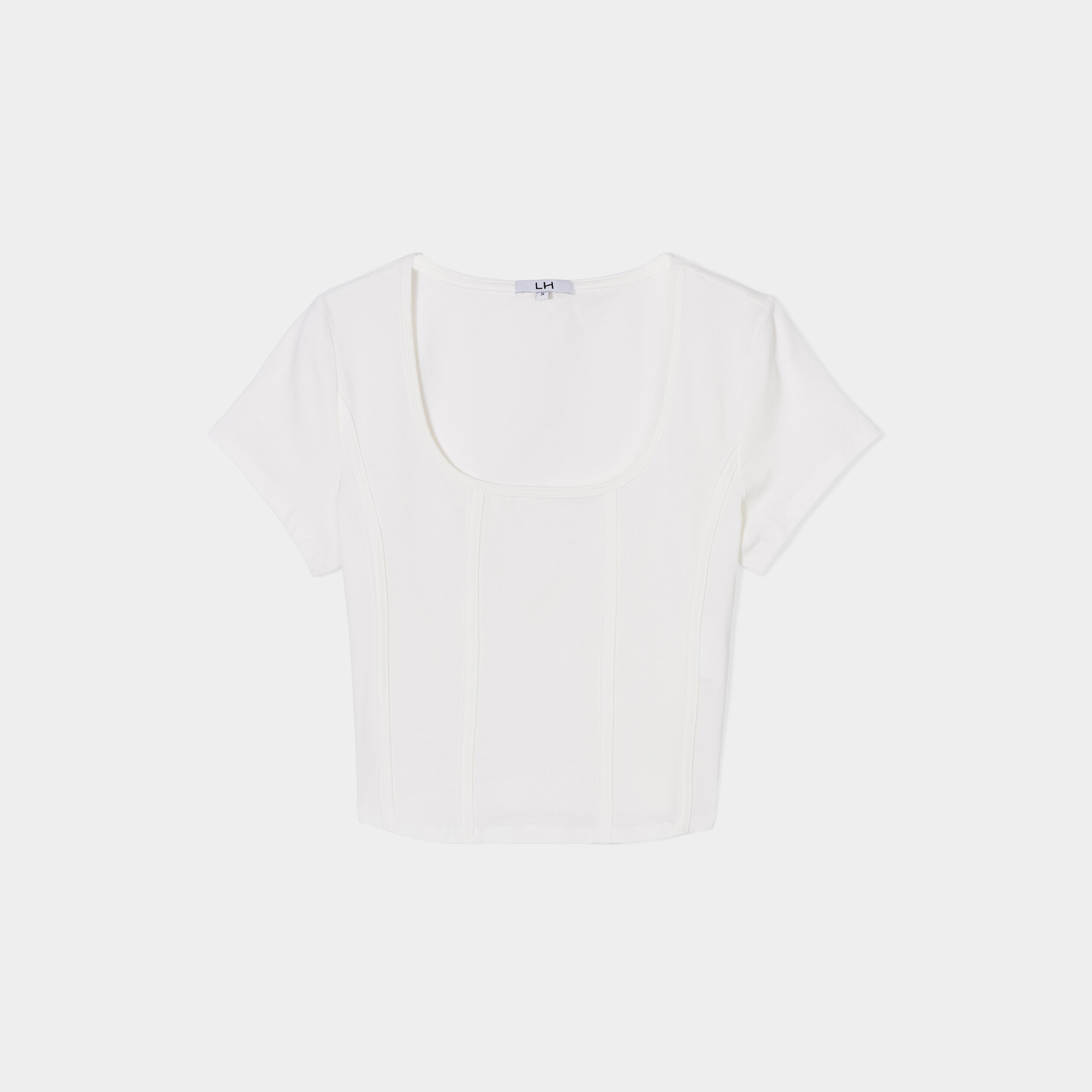 T-shirt court ajusté effet corset ivoire femme | La Halle