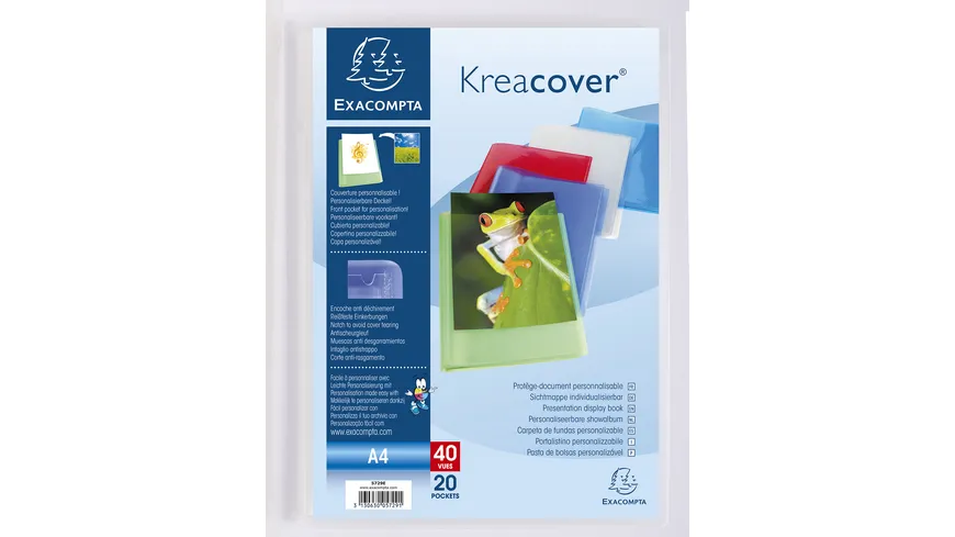 EXACOMPTA Sichtmappe mit 20 Hüllen Krea Cover A4 farbig sortiert sortiert