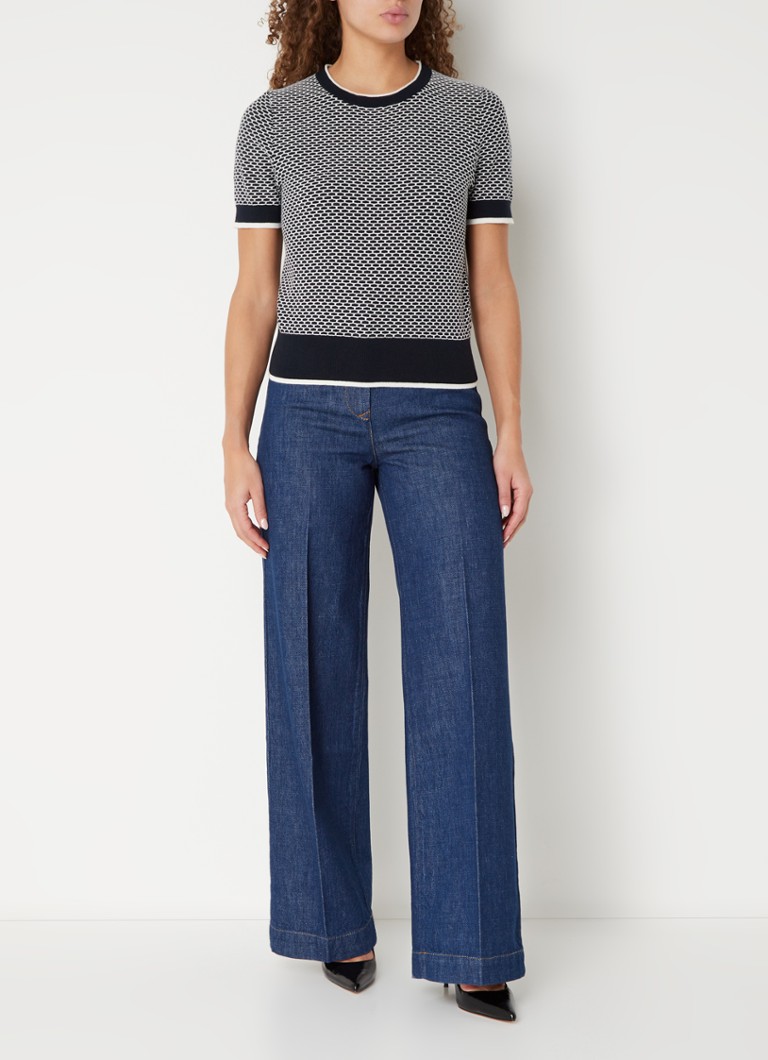LKBennett Honey fine-knit top in merino wool blend with knitted-in pattern