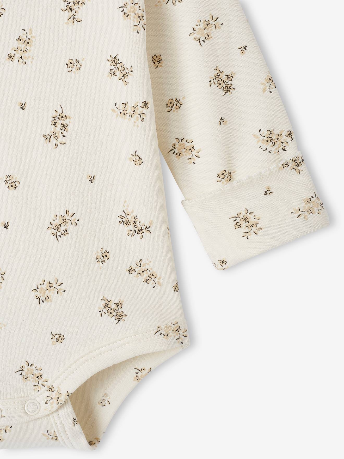 Body fleuri bébé col claudine évolutif écru