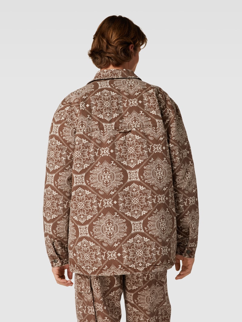 Hemdjacke mit Allover-Muster in schokobraun