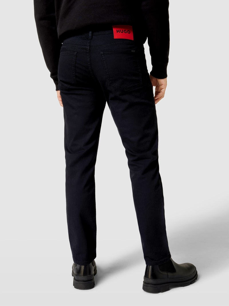 Straight Fit Jeans mit Label-Patch Modell 'HUGO 634' in schwarz