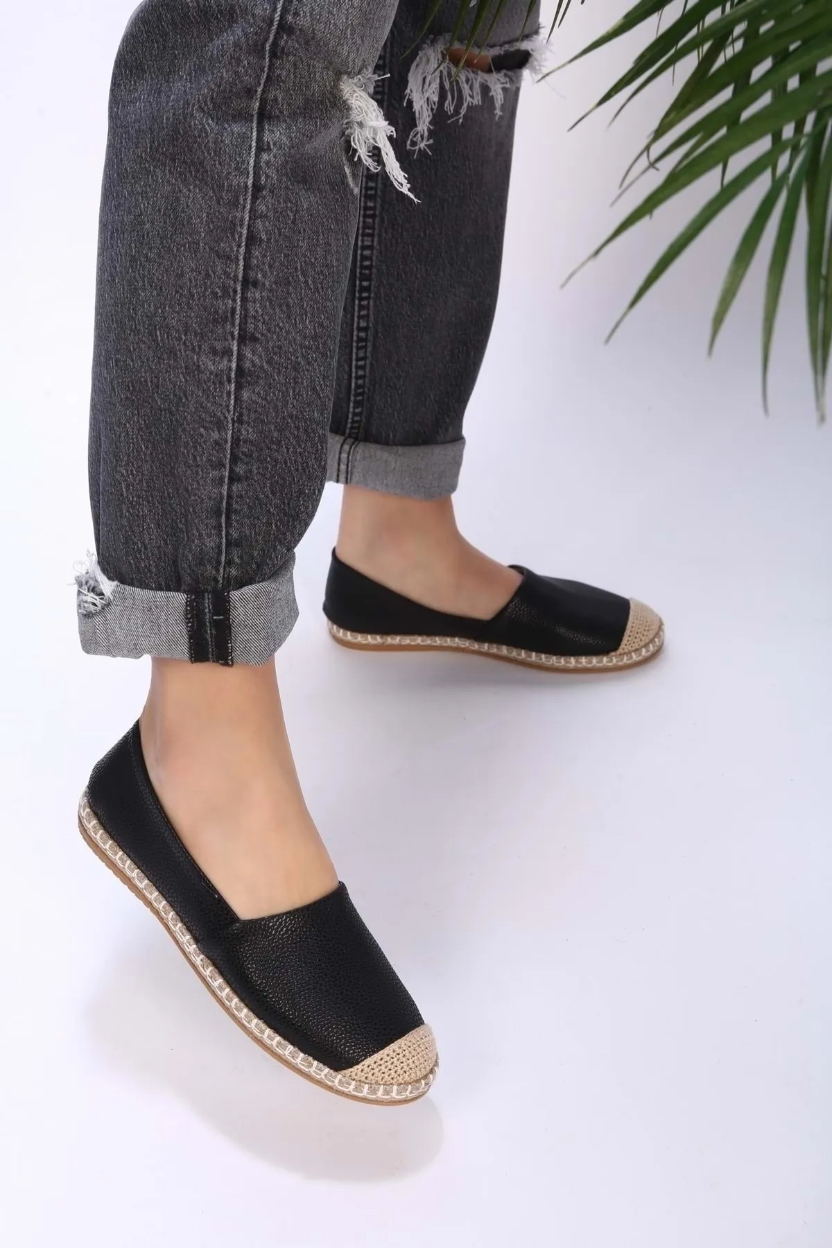 Shoeberry  Ziles Black Skin Espadrille für Damen