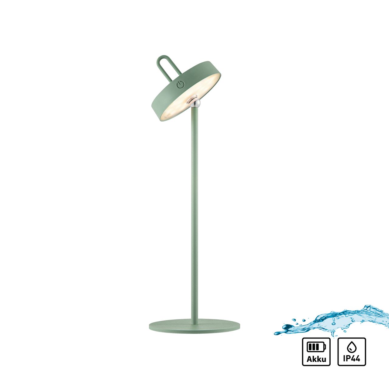 JUST LIGHT Akku Tischleuchte AMAG, 1x LED-Board/1,50Watt/2700Kelvin, IP44, Grün