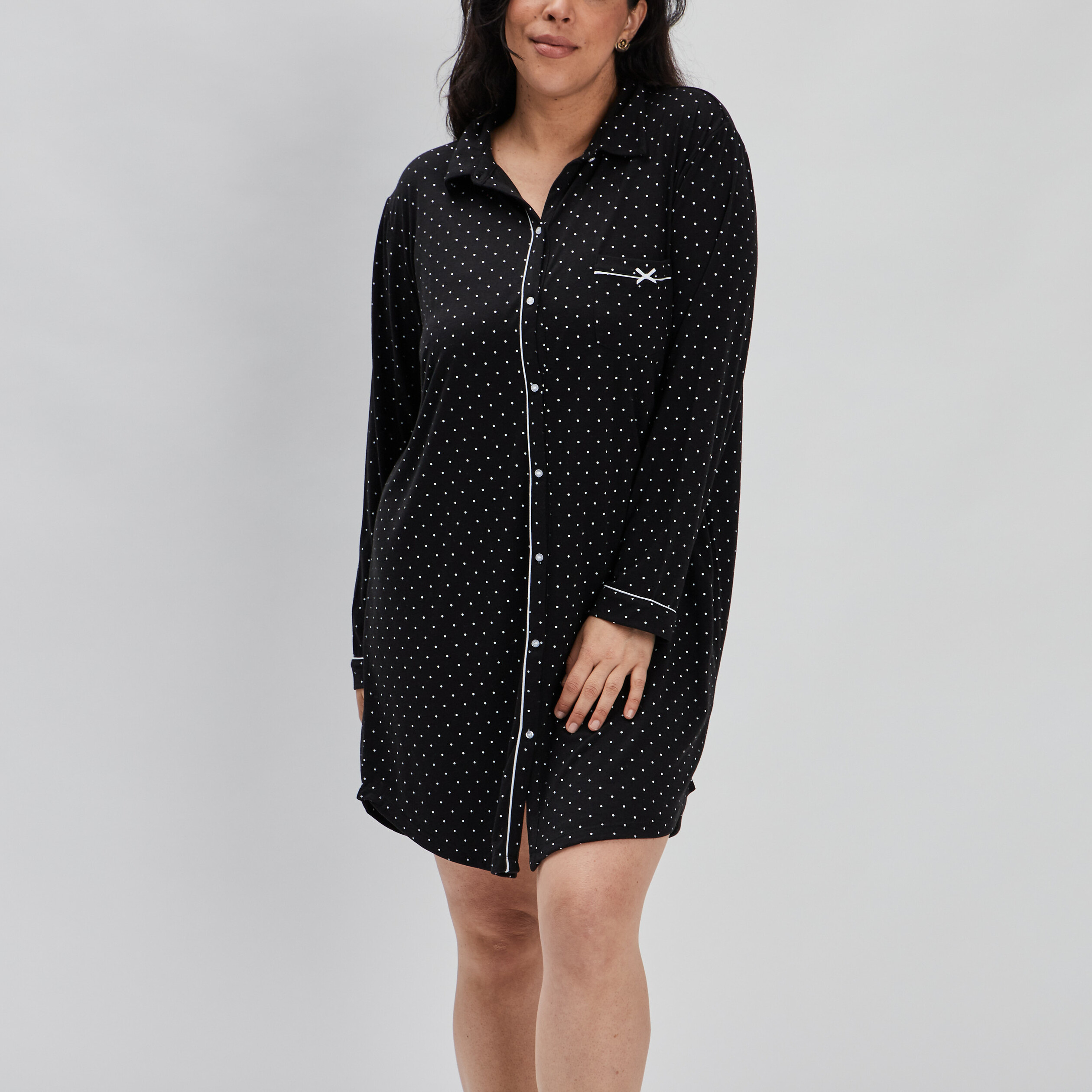Chemise de nuit liquette noir femme grande taille | La Halle