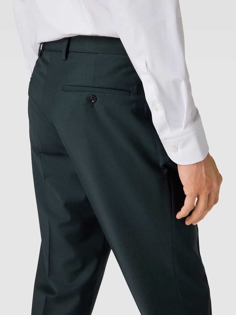 Bundfaltenhose mit französischen Eingrifftaschen in dunkelgrün