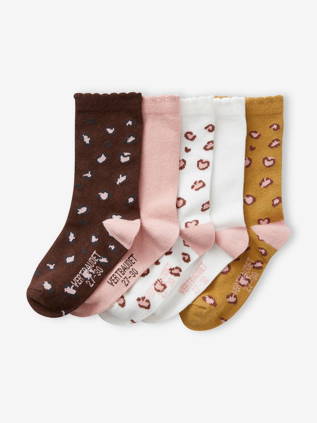 Vertbaudet 5er-Pack Mädchen Socken WILD Oeko-Tex - schokolade